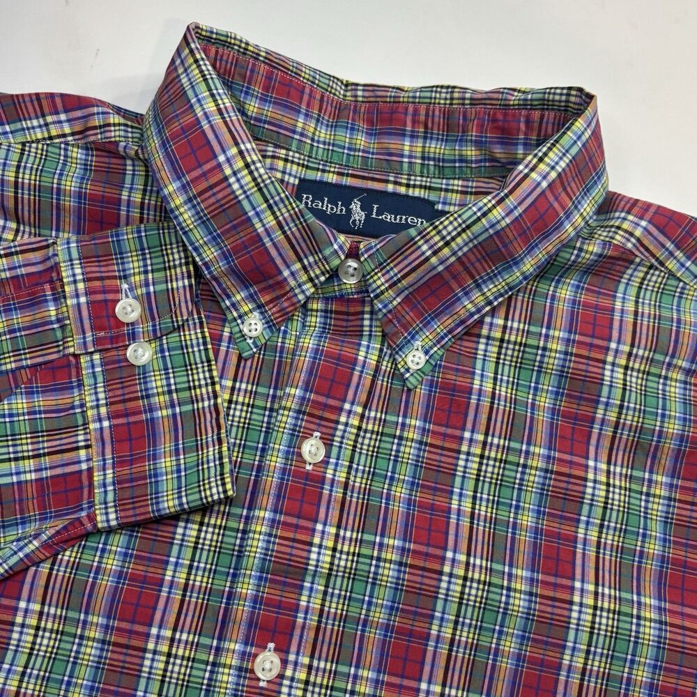 Ralph Lauren Classic Fit Men's XXL Red Green Plaid long sleeve Button Down Shirt
